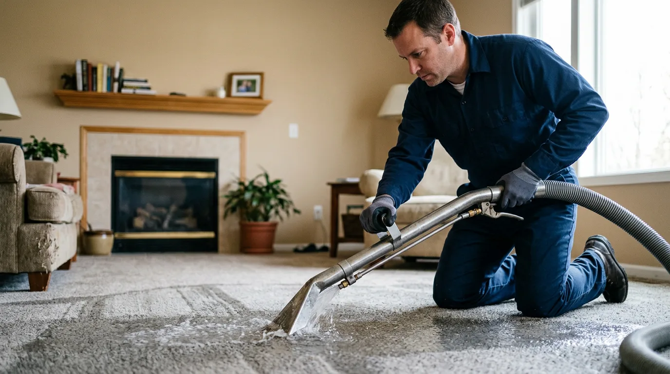Water damage restoration technician working near Kimball, NE